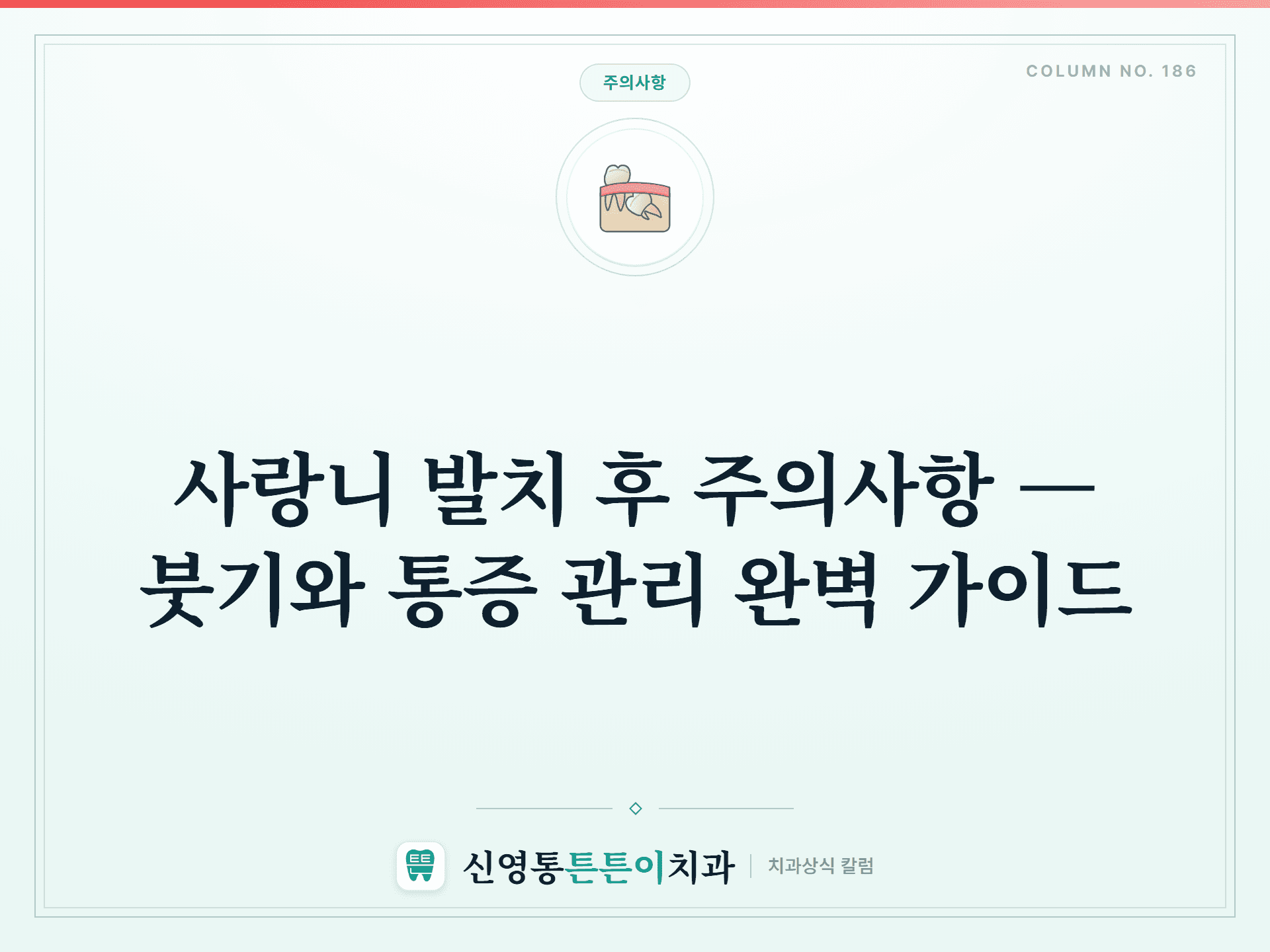 사랑니 발치 후 주의사항 — 붓기와 통증 관리 완벽 가이드 - 주의사항 | 신영통튼튼이치과 칼럼