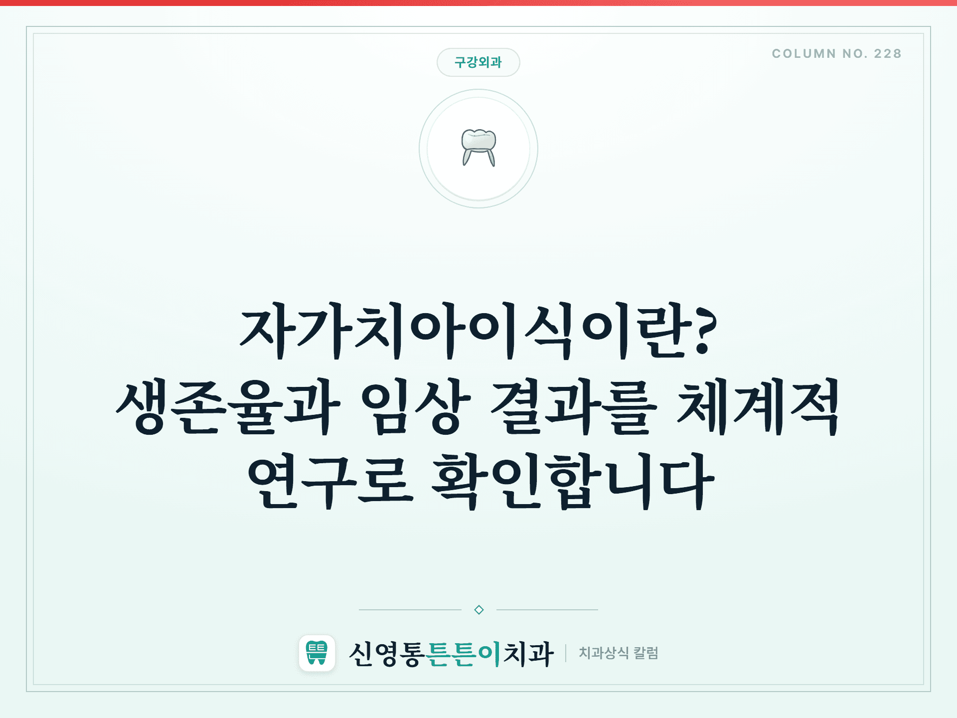 자가치아이식이란? 생존율과 임상 결과를 체계적 연구로 확인합니다 - 구강외과 | 신영통튼튼이치과 칼럼